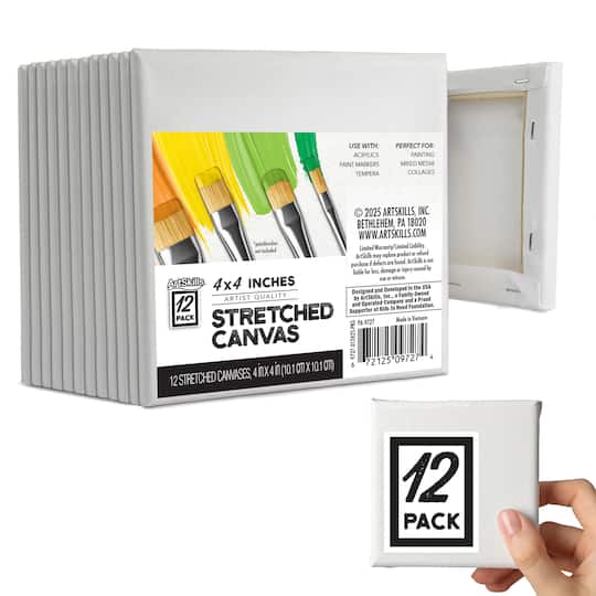 ArtSkills® 4" x 4" Stretched Painting Canvas, 12ct.